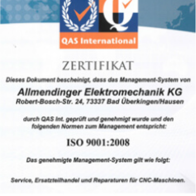 ISO 9001:2008 Qualität Zertifikat