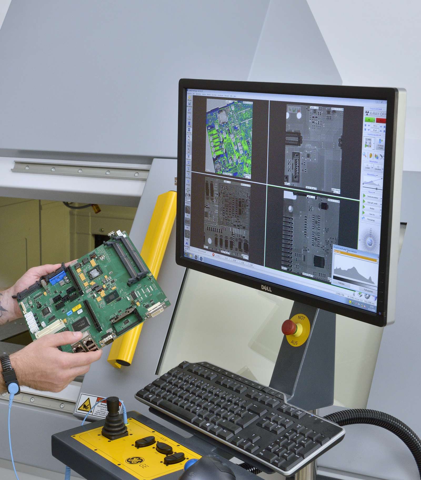 X-ray analysis of a circuit board from a CNC control